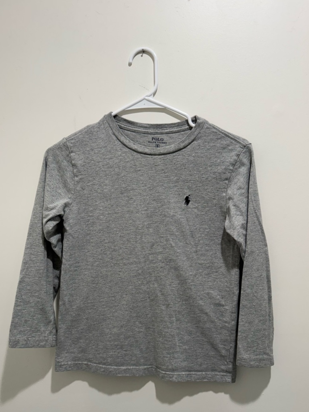 Polo Ralph Lauren Boys Small‎ Gray Long Sleeve Tee Pony Logo Cotton